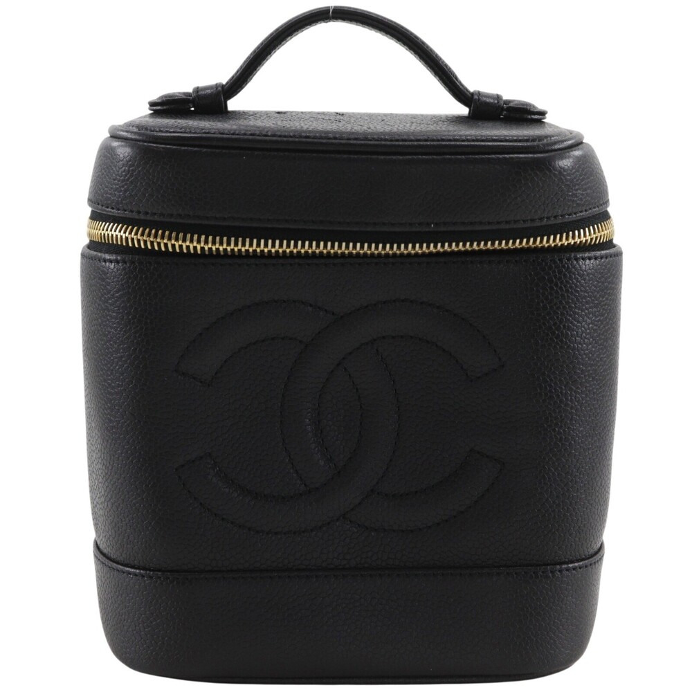 Chanel Vintage Timeless Cosmetic Case Caviar Tall
